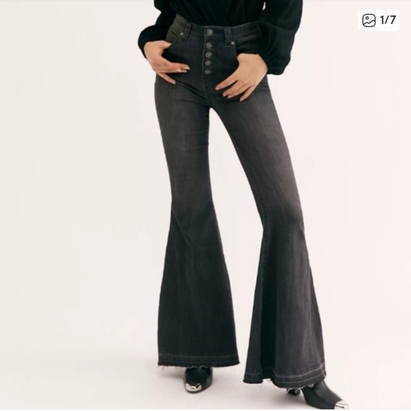 Free People Denim - Free People NWT Charcoal High Rise Flare Jeans